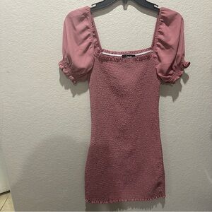Trixxi Mauve rouched Puff Sleeve Mini Dress size small
